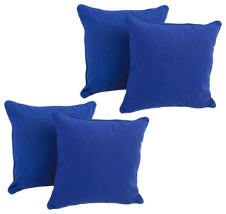 18" Double-Corded Solid Twill Square Throw Pillows, Set of 4, Royal Blue