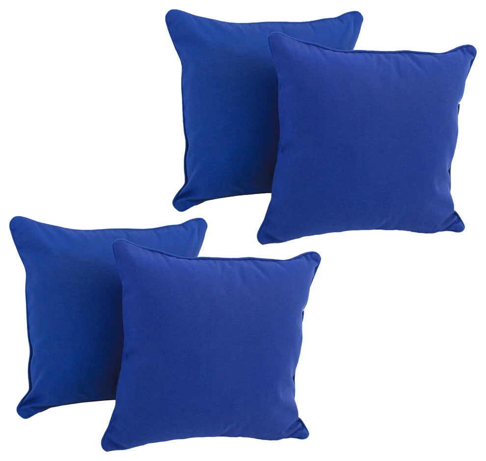 18" Double-Corded Solid Twill Square Throw Pillows, Set of 4, Royal Blue