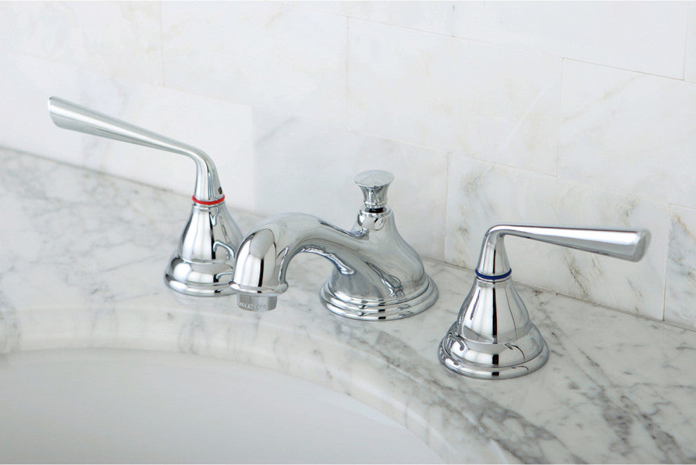 Kingston Brass Widespread Bathroom Faucet With Brass Pop-Up, Polished Chrome