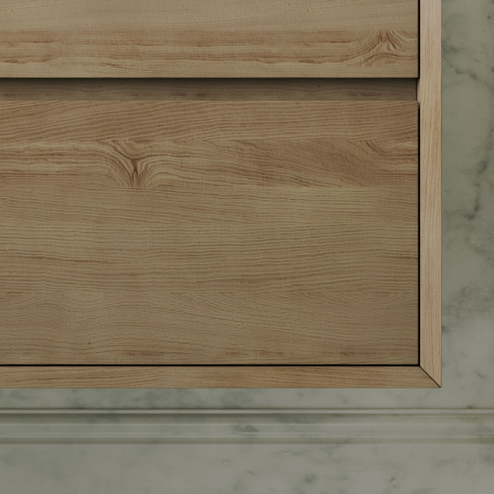Skylar Bathroom Vanity, White Oak, 60", Single Sink, Wall Mount