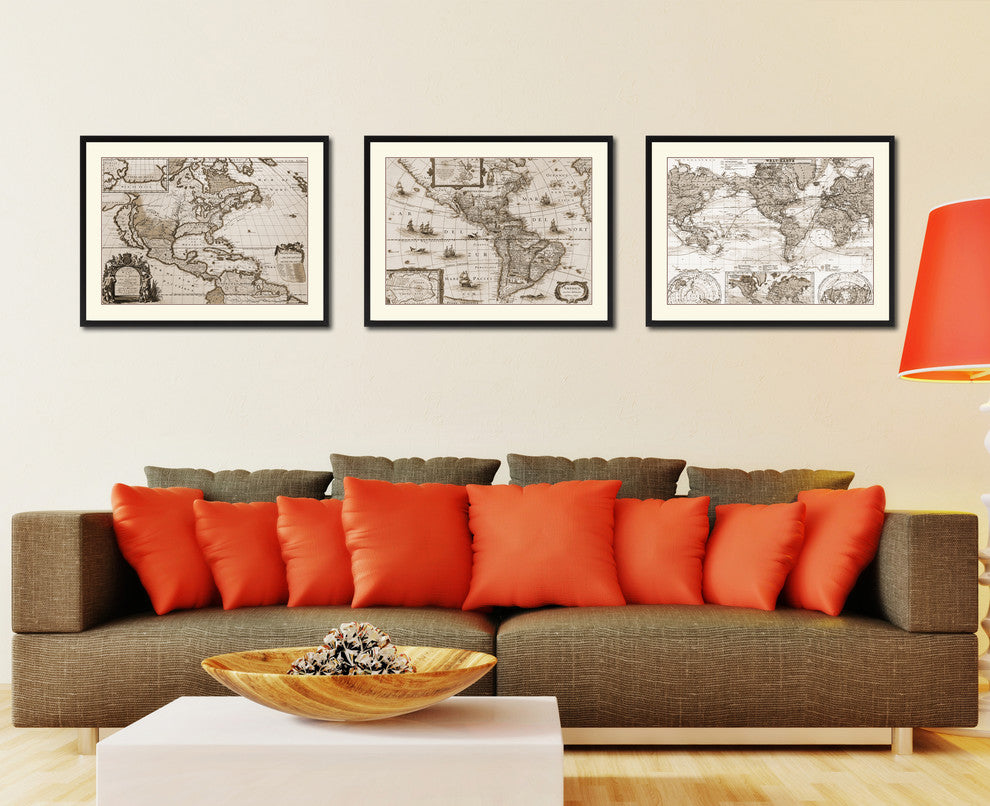 America Vintage Sepia Map Canvas Print, 16"x21"