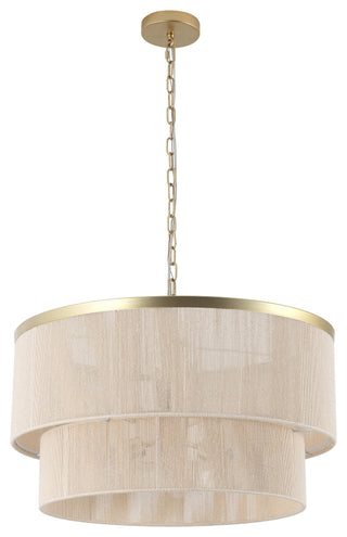 GetLedel 23.8" 6-Light Dimmable Handwoven Drum Chandelier, Gold