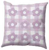 Flowers on Gingham Decorative Throw Pillow, Purple, 26"x 26"