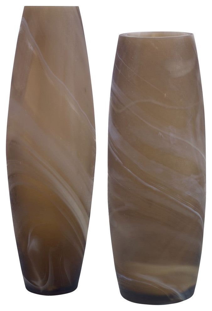 Uttermost Delicate Swirl Caramel Glass Vases, Set of 2