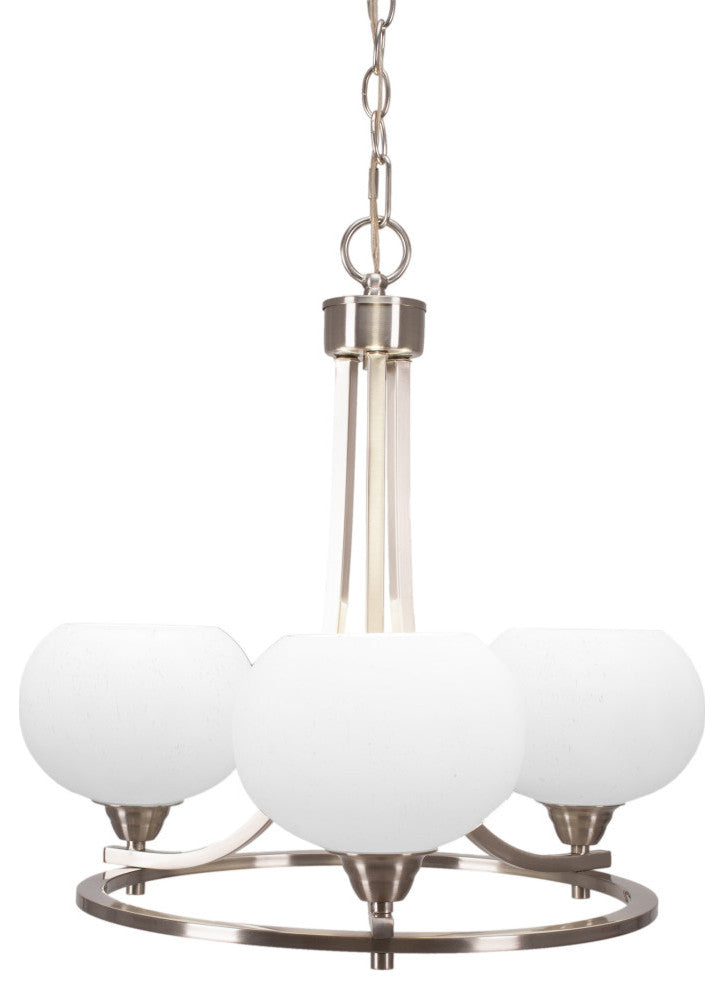 Paramount Uplight 3-Light Chandelier, Brushed Nickel, 7" White Muslin Glass