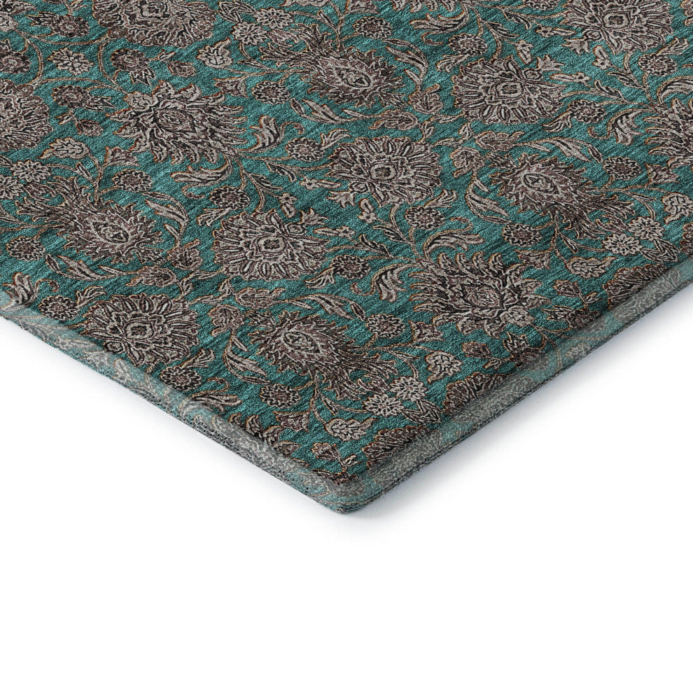 Premium Machine Washable Mayfield AMF702 Teal 8' x 10' Rug