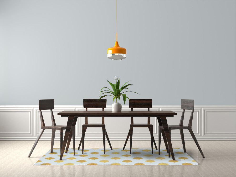 Ikat Dot Stripes Soft Chenille Area Rug, Yellow, 5'x7'