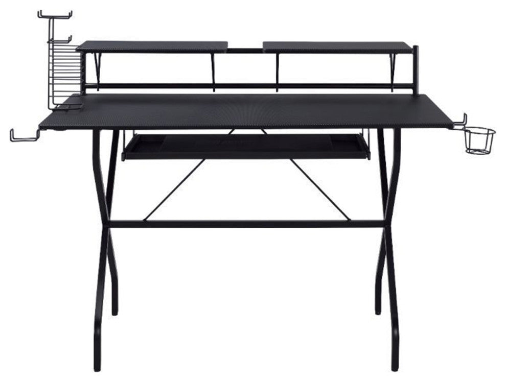 Metal Computer Desk With 2 Monitors, Black