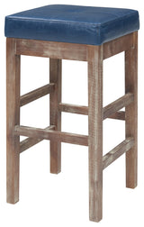 Valencia Backless Leather Counter Stool, Vintage Blue, Bonded Leather