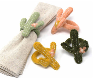 Felt Cactus Napkin Rings, Set of 4