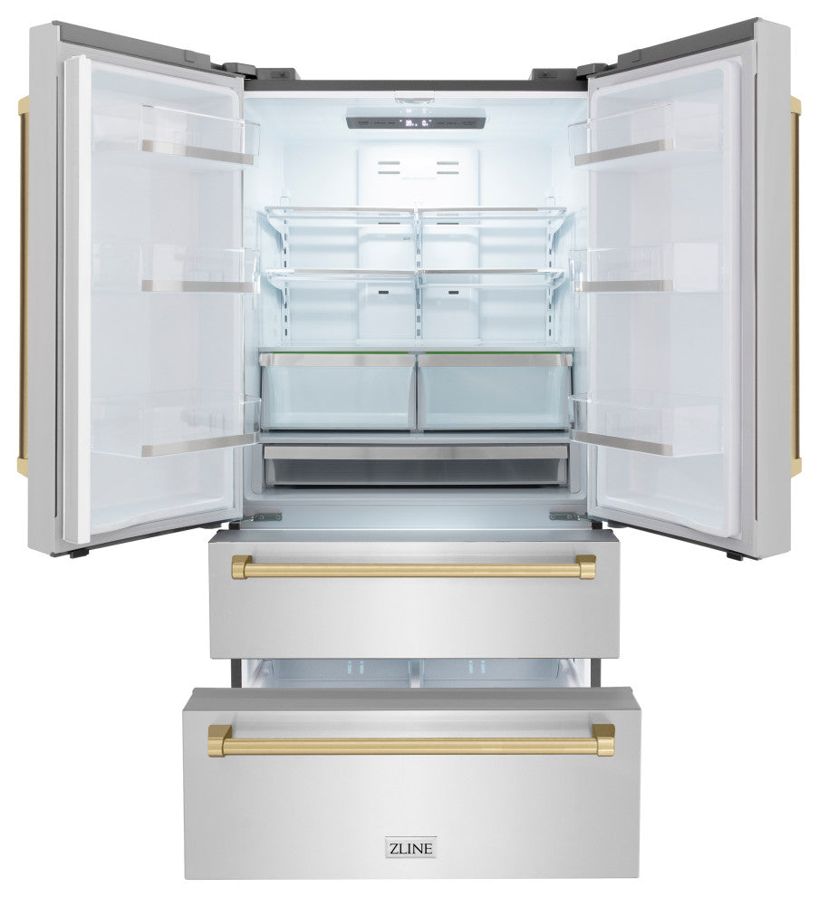 ZLINE 36" French Door Refrigerator With Ice Maker, Stainless RFMZ-36-CB