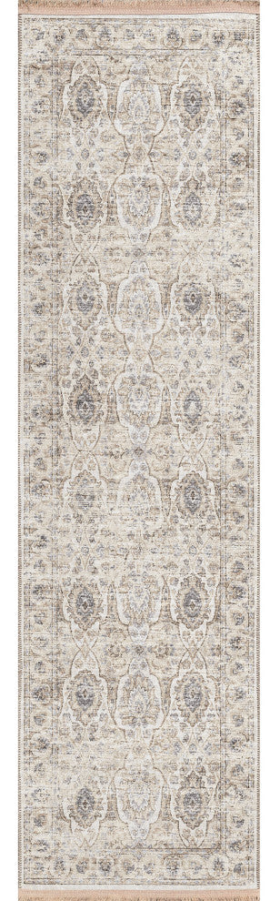Indoor/Outdoor Marbella MB5 Ivory Machine Washable 2'3" x 10' Runner Rug
