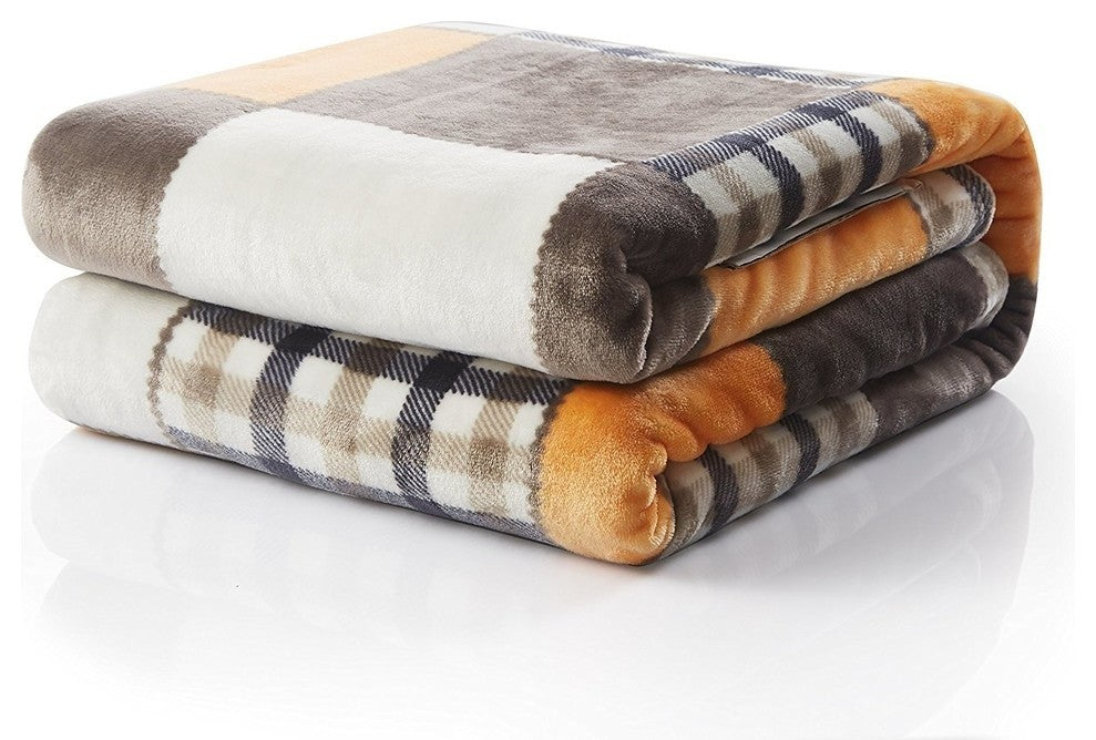 Tache Patchwork Orange and Brown Throw Blanket, 90x90