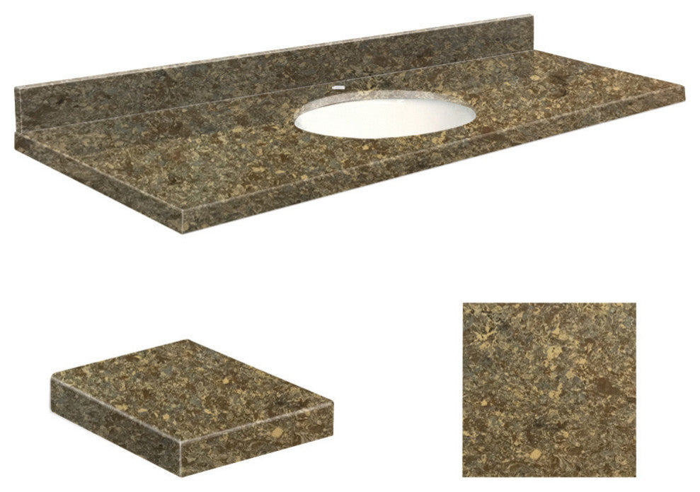 Quartz 61"x22" Vanity Top, Single Faucet Hole, Rapture, White Bowl