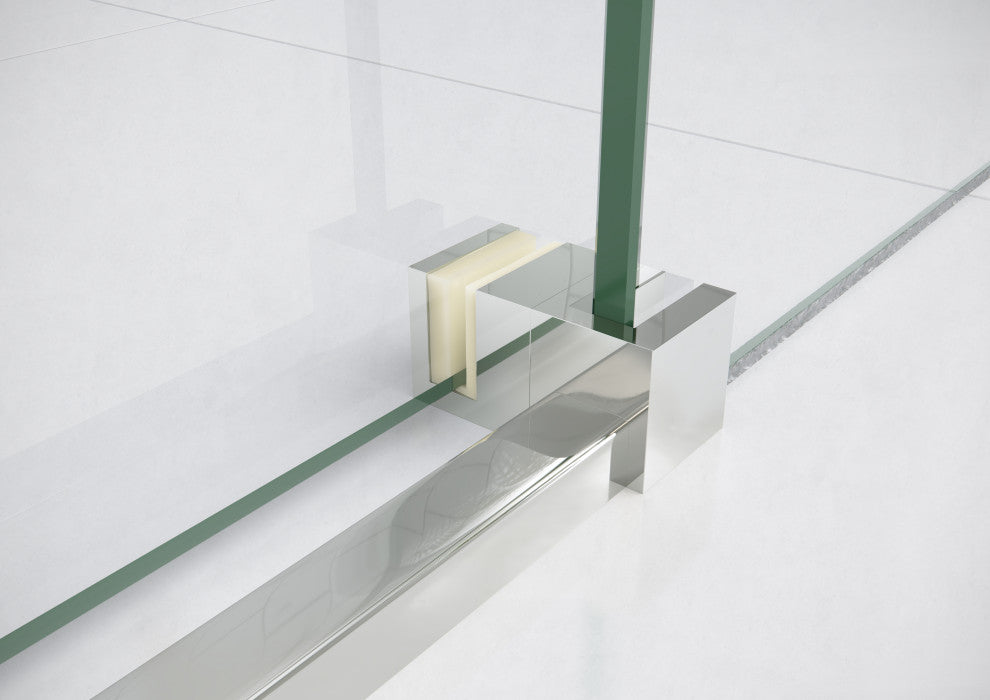 56-60"x60-Frameless Bath Tub Sliding Shower Door Square Hardware, Polished Chrome