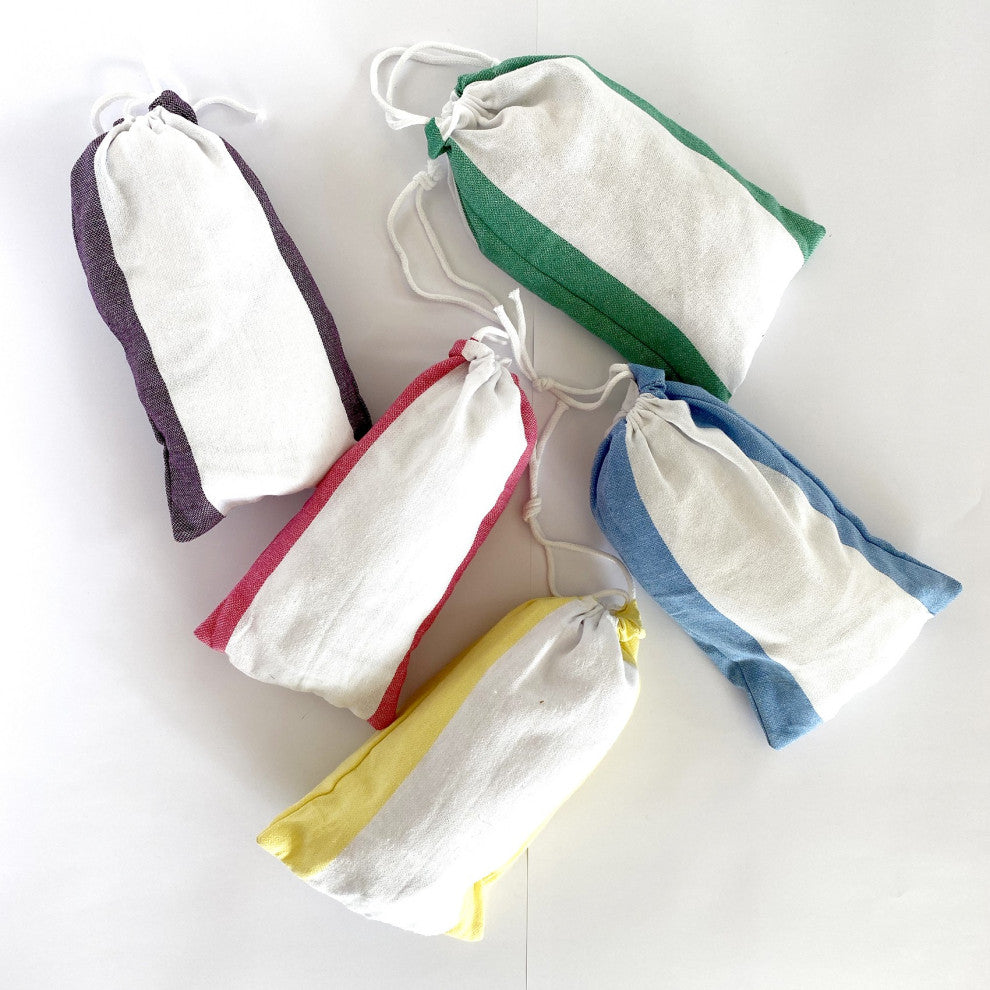 Yellow Aqua and White Striped Design Poncho Towel