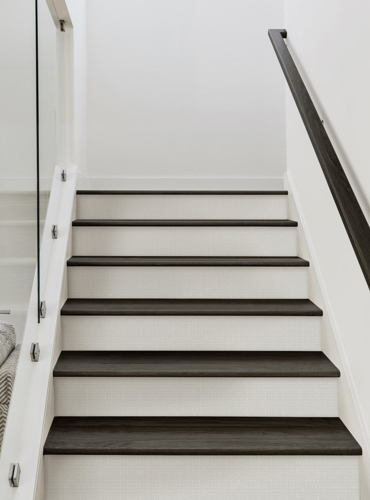 Burlap Hash Pattern Peel and Stick Stair Riser Strips, Light Grey, 48"w X 6"h, 6 Pack
