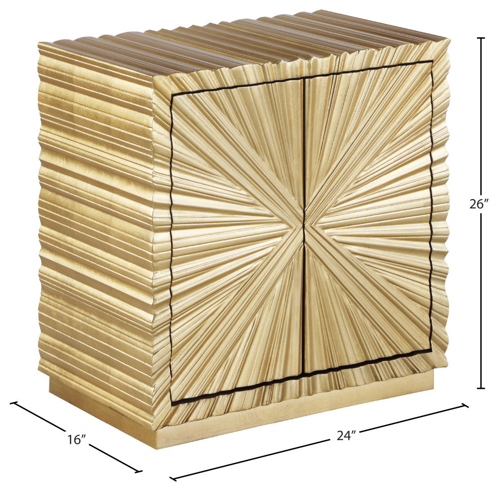 Golda Starburst Design Side Table in Gold Leaf Finish