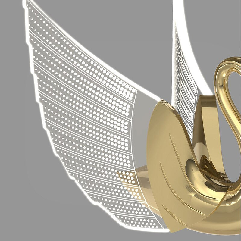 MIRODEMIÂ® Amirat Swan Design Gold Chandelier For Stairwell, L5rg