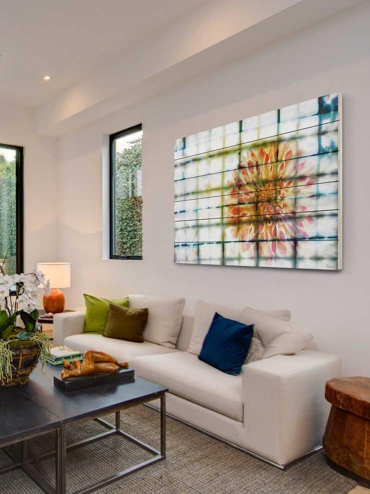 "Peacock" UV Ink Print on White Wood, 45"x30"