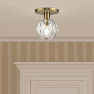 Whitfield 1-Light Natural Brass Crystal Semi-Flush