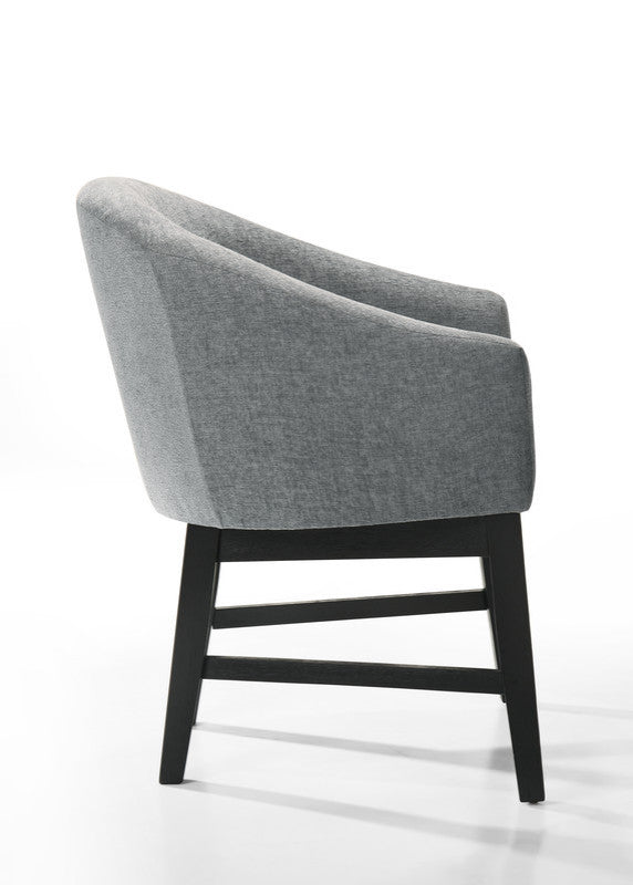 Haven Gray Barrel Dining Chair With Black Finish Legs, Set of 2