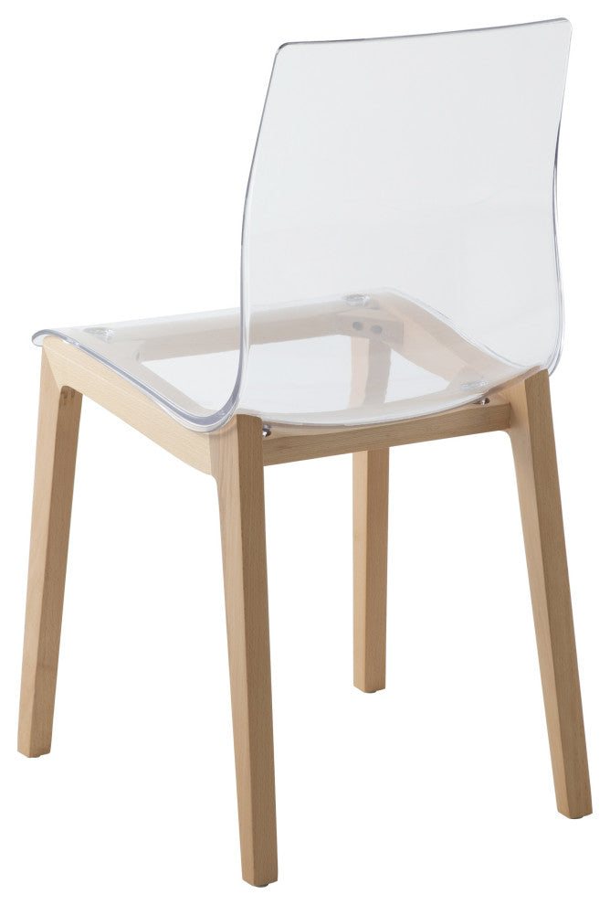 LeisureMod Marsden Modern Dining Chair With Beech Legs Set of 2, Natural Wood