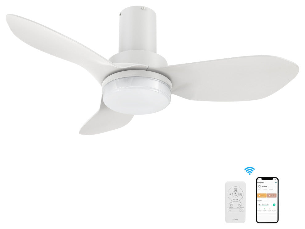 Carro 36" 3 Blade Flush Mount Ceiling Fan with Dimmable LED Light and Remote