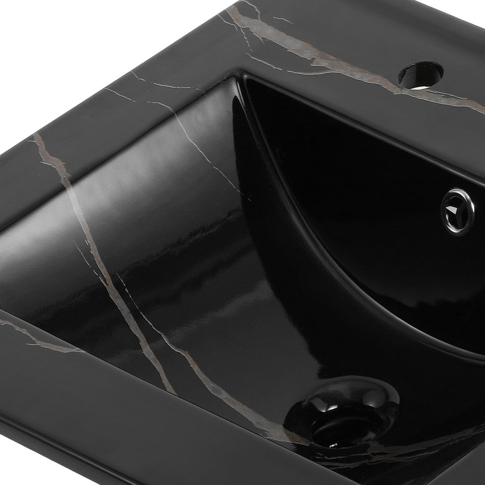 Ancillary 3-Hole Contemporary Rectangular Ceramic Single Sink Basin Vanity Top