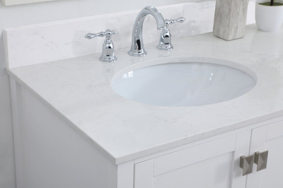 Iris 42" Single Bathroom Vanity, White With Backsplash