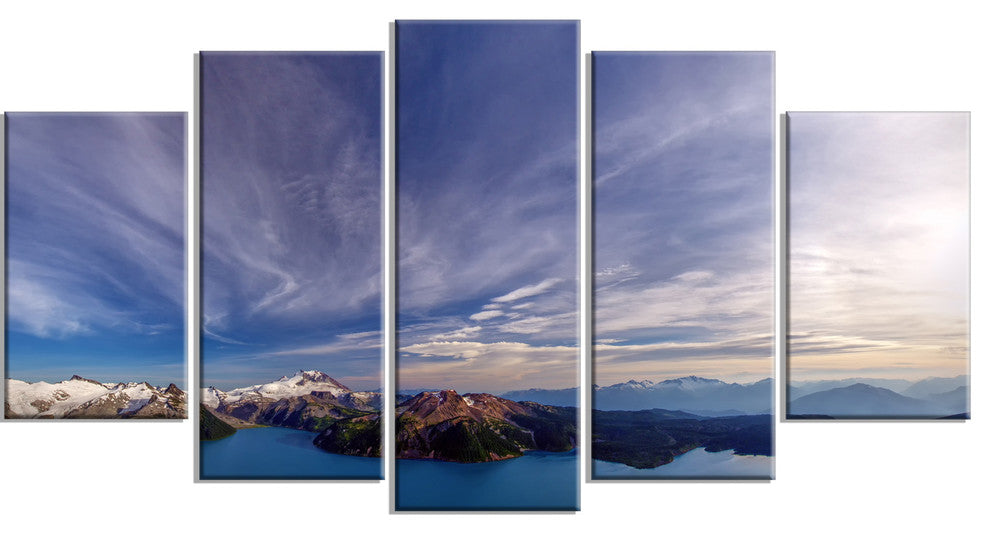 Stunning View of Clear Lake, Landscape Canvas Print, 60"x32", 5 Panels