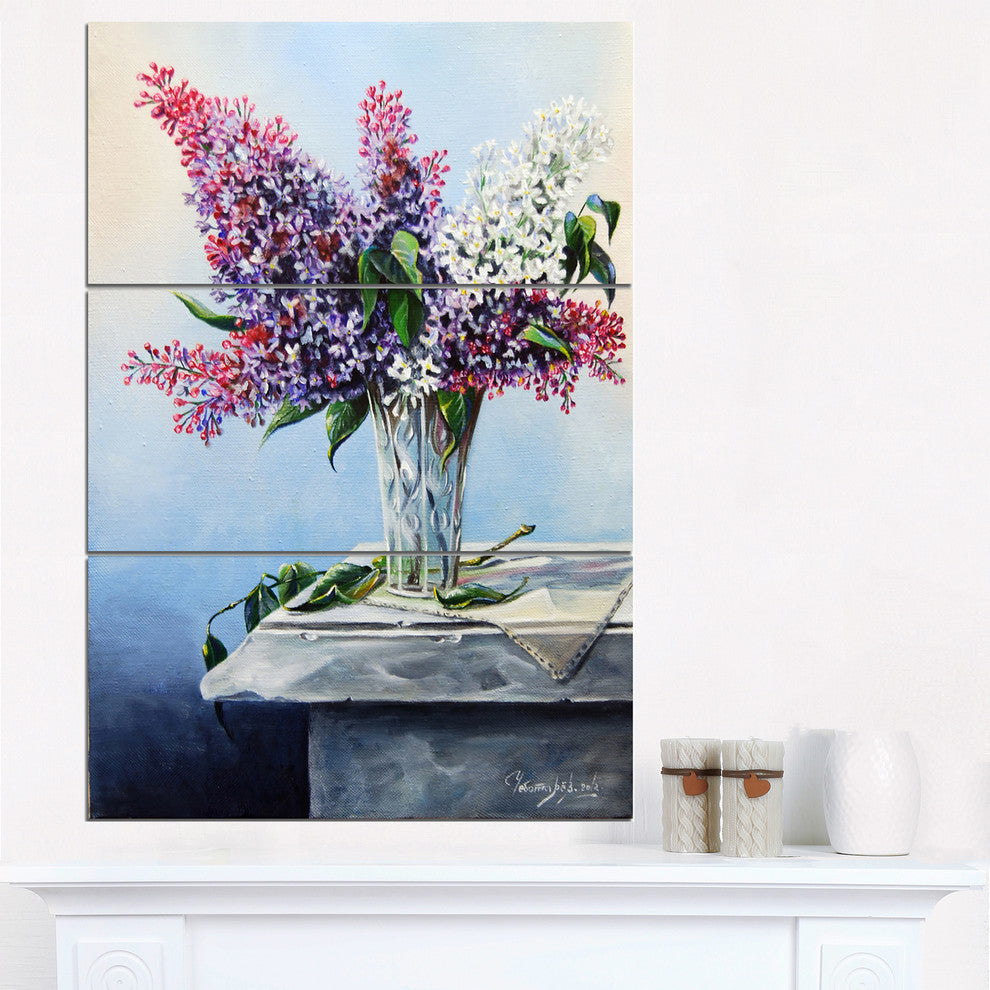 "Lilac Bouquet" Digital Metal Wall Art, 3 Panels, 28"x36"