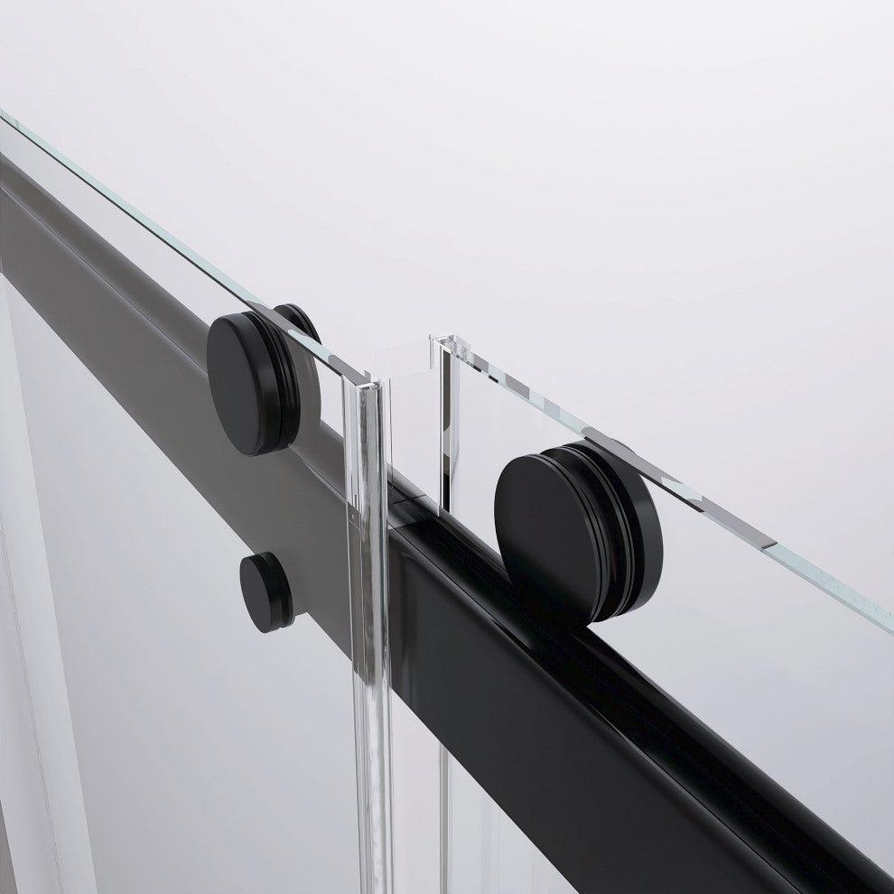 60 in. W x 79" H Double Sliding Frameless Shower Door, Matte Black