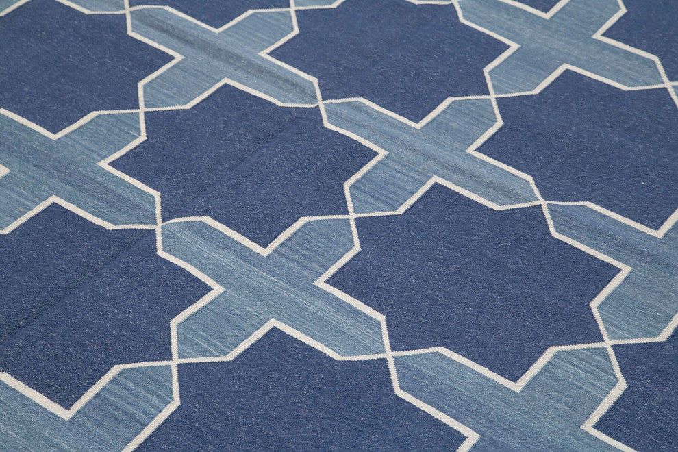 Rug N Carpet - Handmade Wool 8' 2'' x 9' 10'' Flatweave Dhurrie Kilim Rug