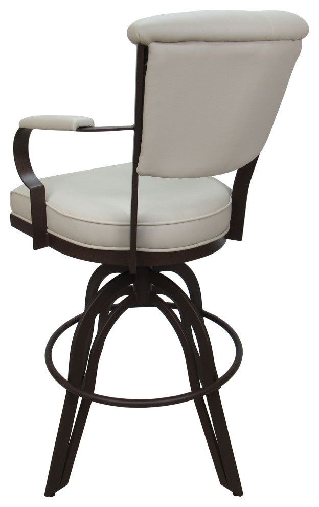 Miami Counter 26" or 30" Metal Bar Stool - A Base, Ocean Beige Vinyl - Brown, 26"