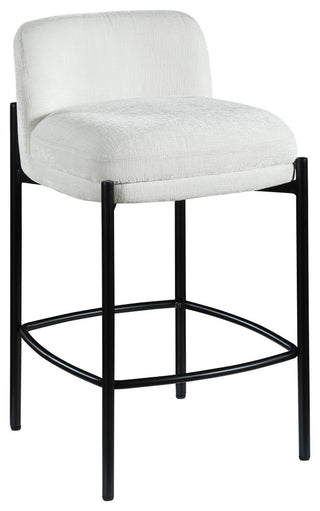 Burton Chenille Fabric Upholstered Stool (Set of 2), Cream