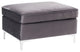 Benzara BM250624 Ottoman With Velvet Upholstery and Metal Legs, Gray