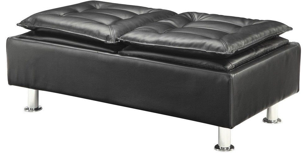 Storage Ottoman With Flip-Top Trays, Black