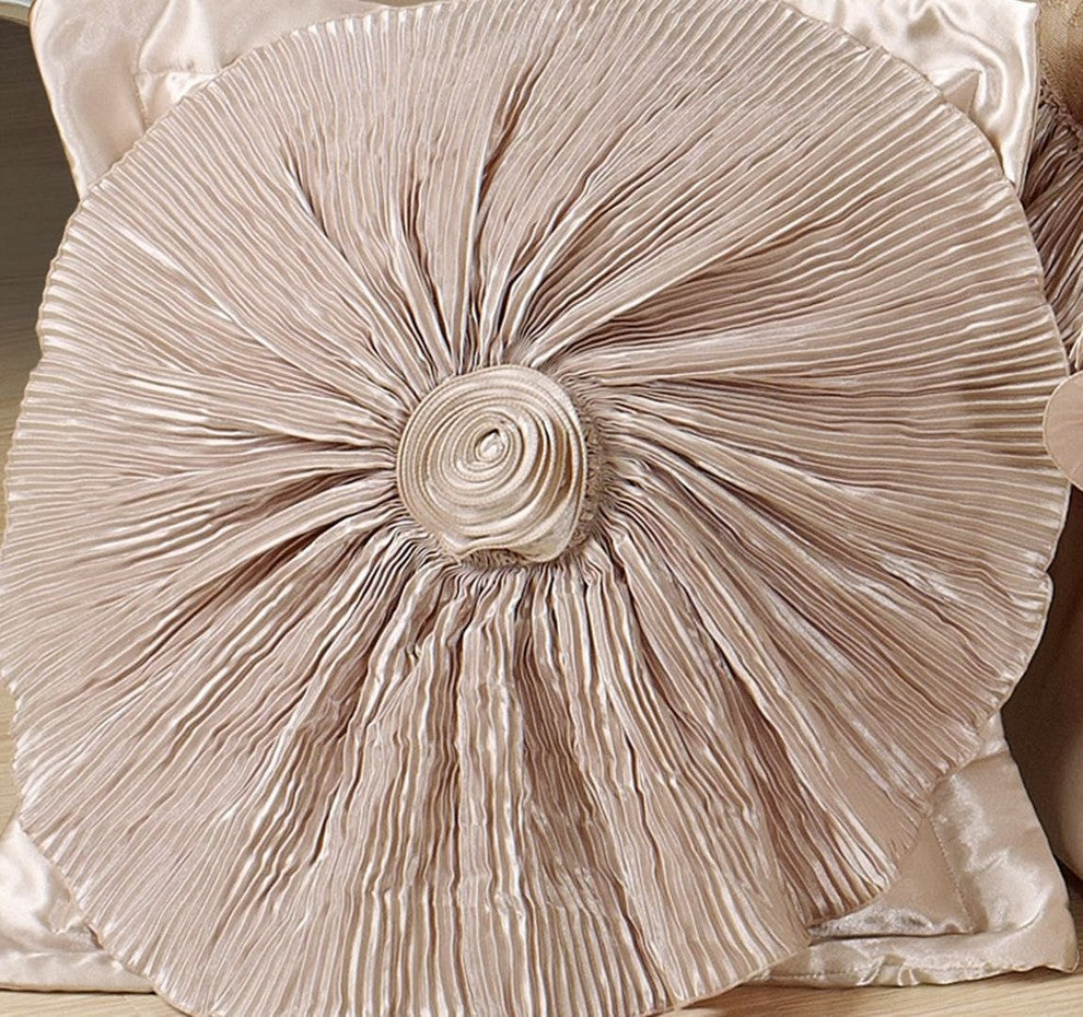 6-Piece Creme Sweet Victorian Satin Comforter Set, King