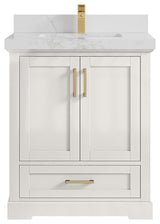 Boston 30" Single Sink Bath Vanity in Alabaster 2" Calacatta Nuvo