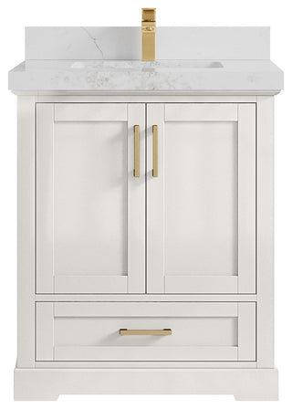 Boston 30" Single Sink Bath Vanity in Alabaster 2" Calacatta Nuvo