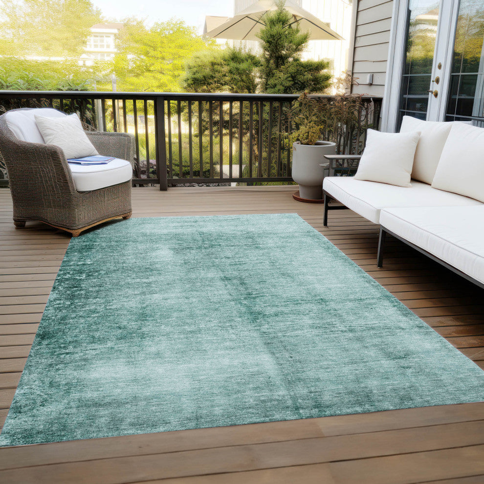 Machine Washable Indoor/Outdoor Chantille ACN1884 Teal 10' x 14' Rug