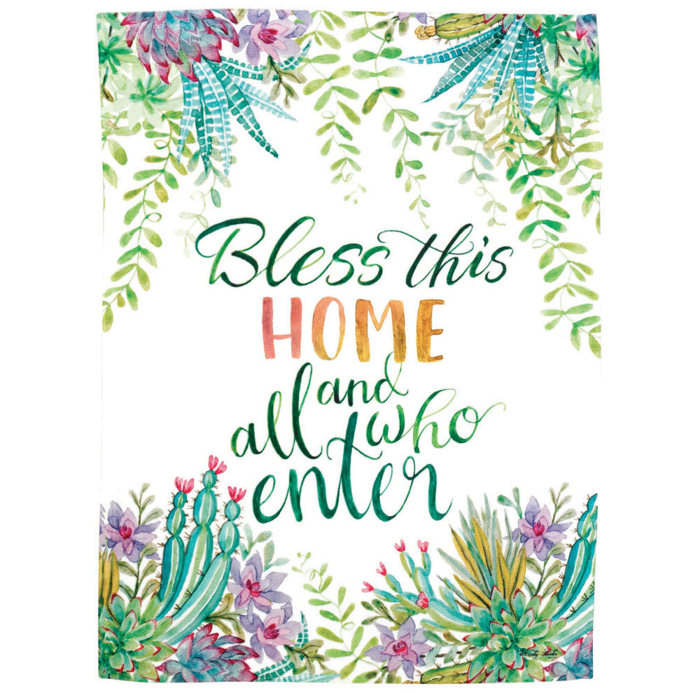 Flag Bless This Home Succulents 13x18