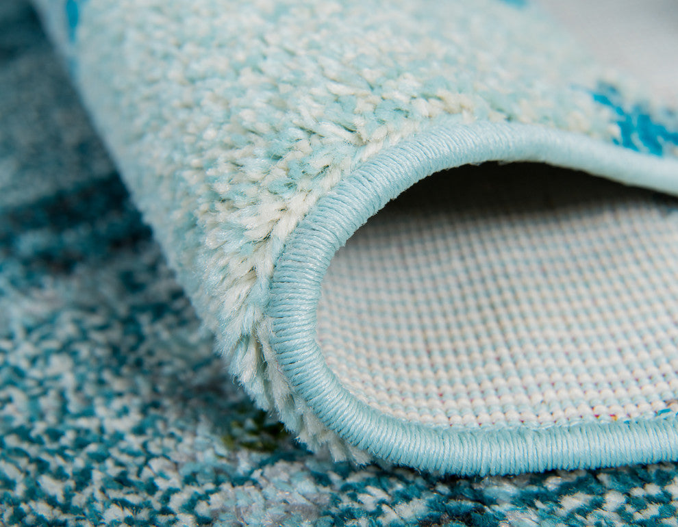 Unique Loom Light Blue Marooned Positano 2' 2x6' 7 Runner Rug