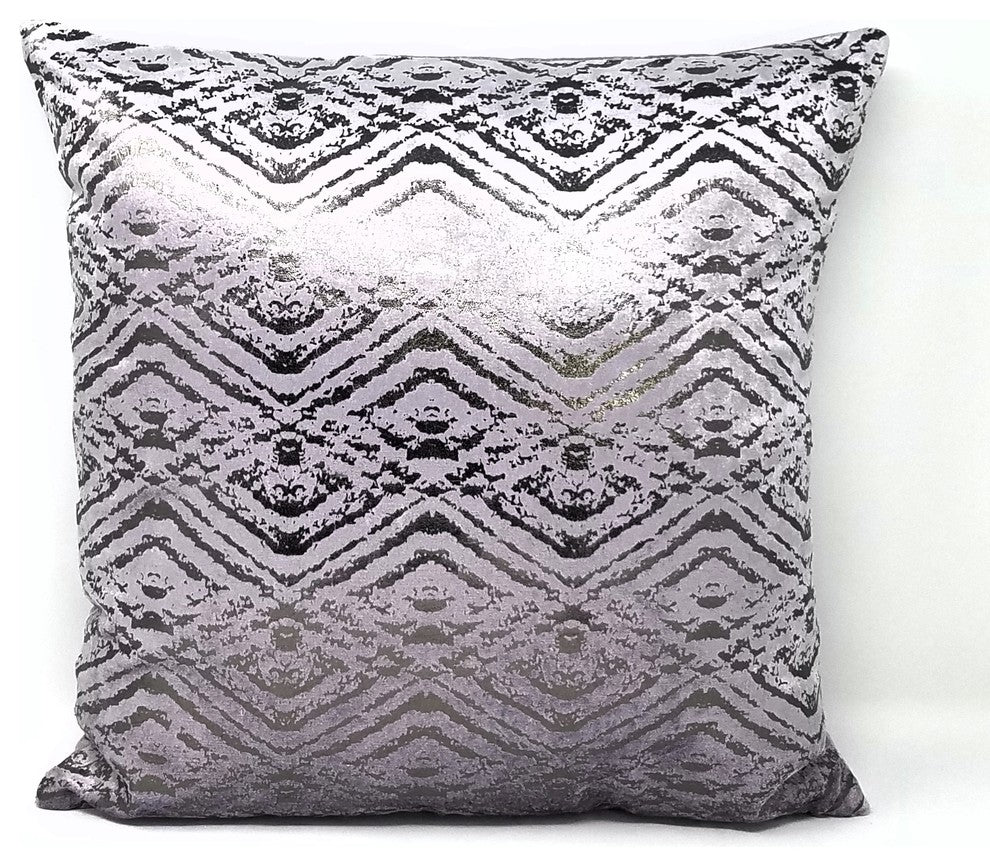 PRINCESS PILLOWS, 16 X 16 INCHES, Velvet Metallic Lavender Silver FOIL
