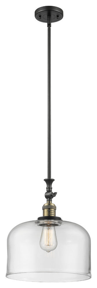 X-Large Bell 1-Light Mini Pendant, Black Antique Brass, Clear