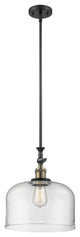 X-Large Bell 1-Light Mini Pendant, Black Antique Brass, Clear