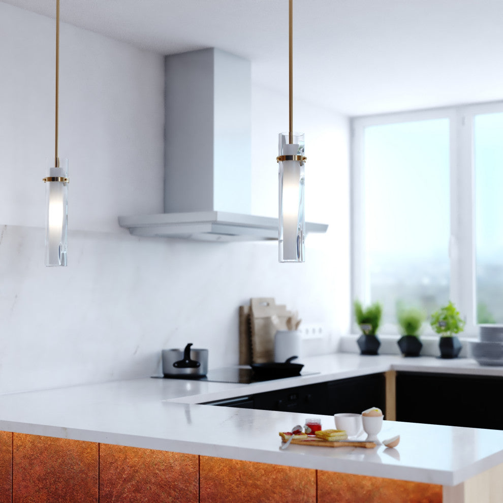 Vilo Contemporary Mini Pendant Ceiling Light White Glass, Golden Brass