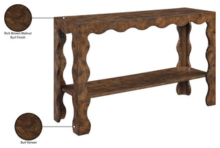 Vassa Burl Veneer Console Table, Brown