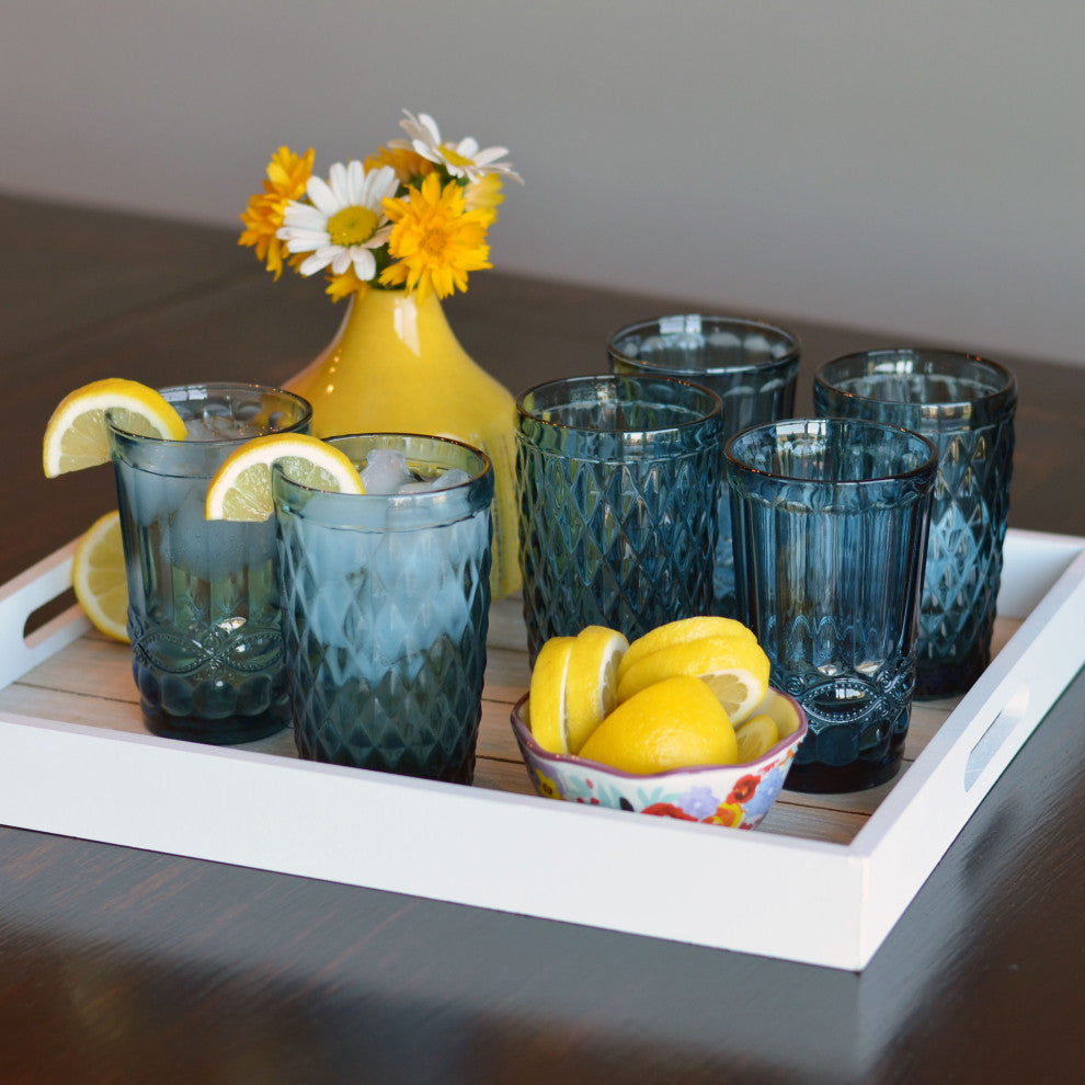 6 Blue Glass Tumblers